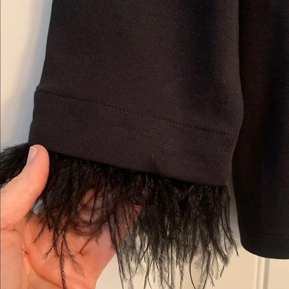 NWT J. Crew Black Long Sleeve Top with Feather Cuffs - Picture 3 of 4